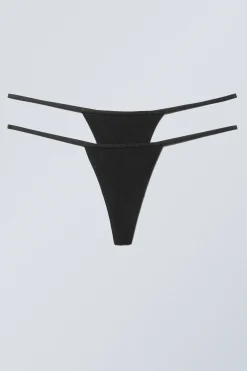 Weekday 2-PACK MINIMAL THONGS black Fashion