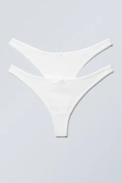Weekday 2-PACK POINTELLE COTTON THONGS white Sale