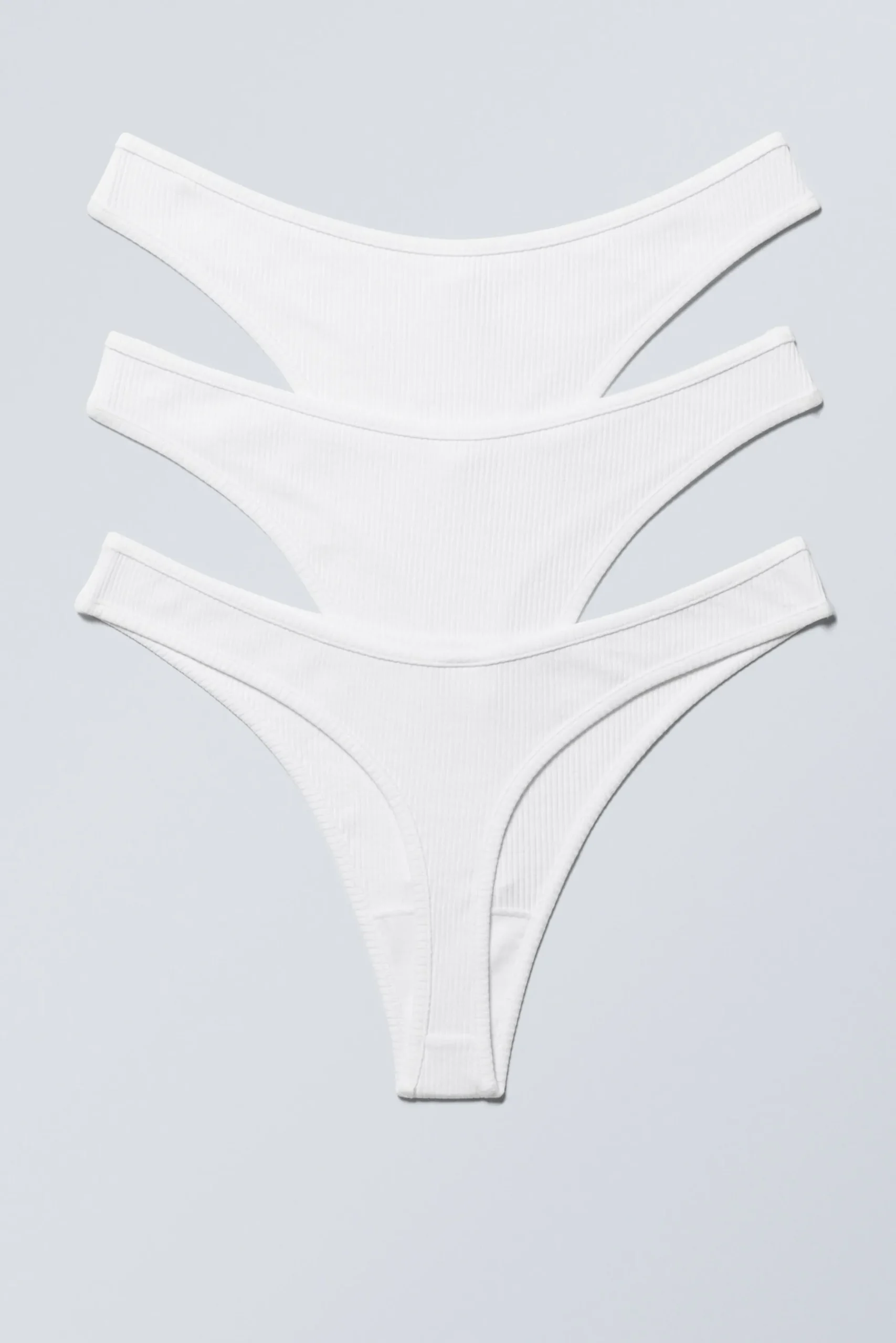 Weekday 3-PACK RIB COTTON THONGS white Shop