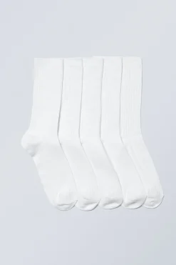 Weekday 5-PACK RIB SOCKS white Hot