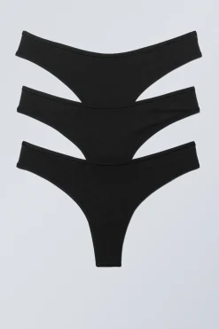 Weekday 3-PACK SOFT THONGS black Fashion