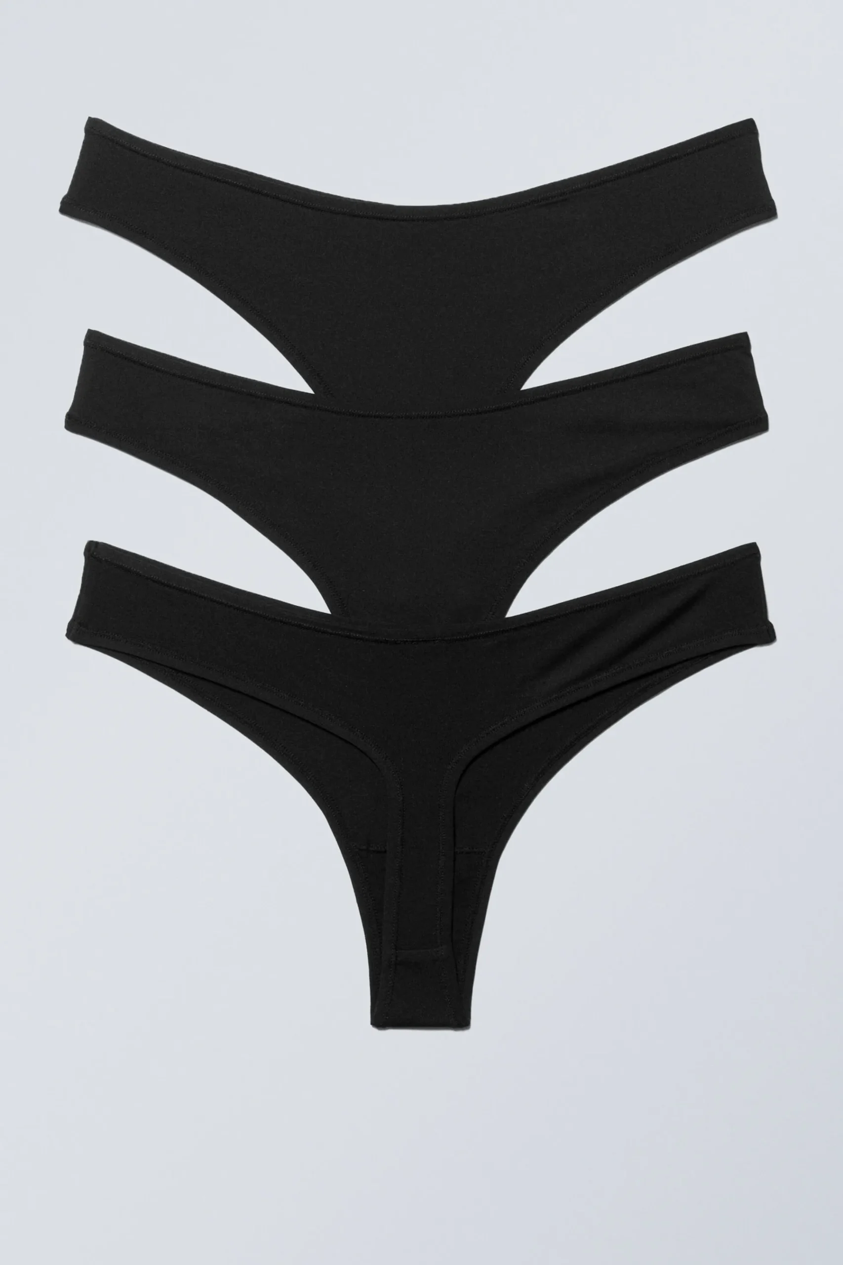 Weekday 3-PACK SOFT THONGS black Fashion
