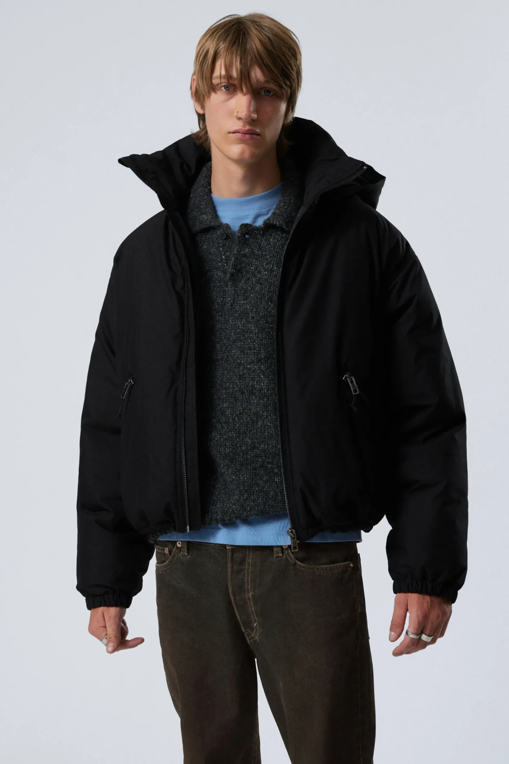 Weekday PADDED HOODED PUFFER JACKET black Flash Sale