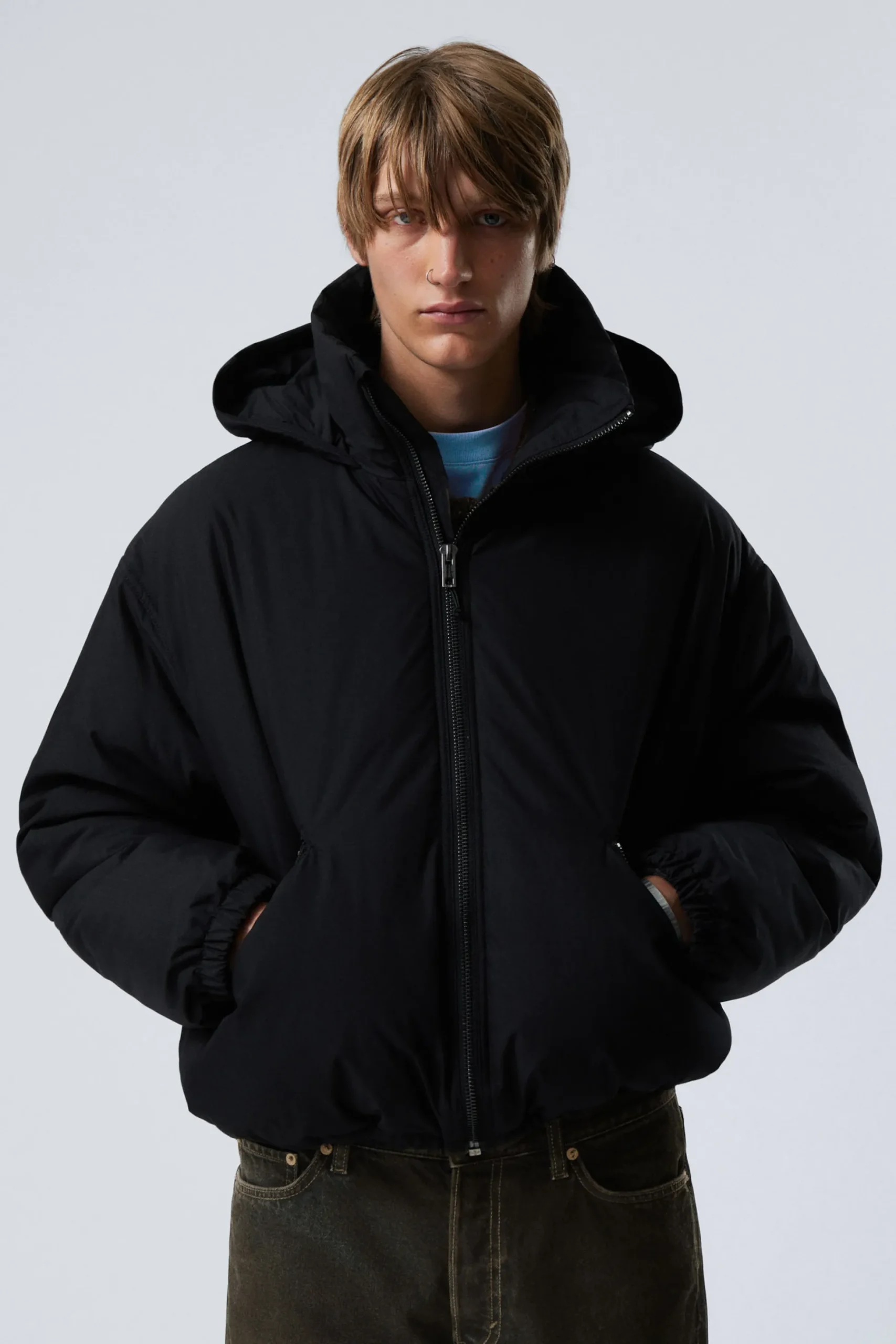Weekday PADDED HOODED PUFFER JACKET black Flash Sale