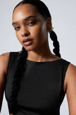 Weekday PEPLUM BOAT-NECK TOP black Hot