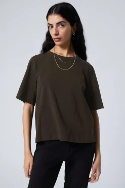 Weekday PERFECT BOXY T-SHIRT dark brown Sale