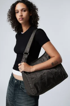 Weekday PIPED SHOULDER BAG dark brown Discount