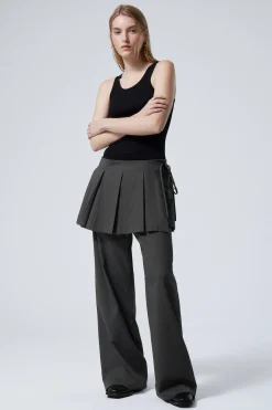 Weekday PLEATED MINI WRAP SKIRT dark grey stripe Online