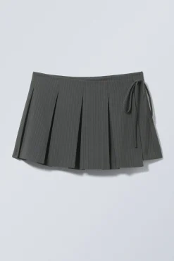 Weekday PLEATED MINI WRAP SKIRT dark grey stripe Online
