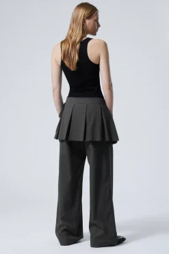 Weekday PLEATED MINI WRAP SKIRT dark grey stripe Online