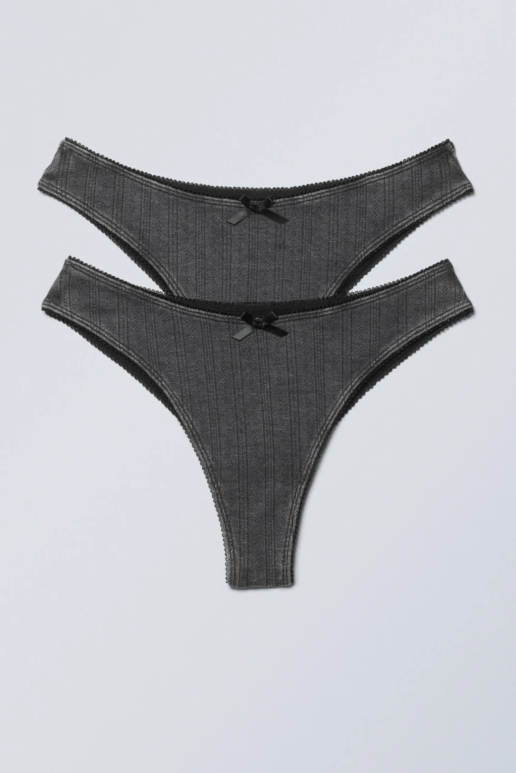 Weekday POINTELLE BRAZILIAN BOW BRIEFS washed black Hot