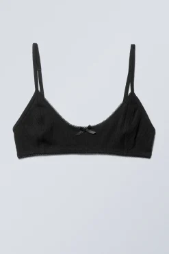Weekday POINTELLE SCOOPED COTTON BRA black Shop