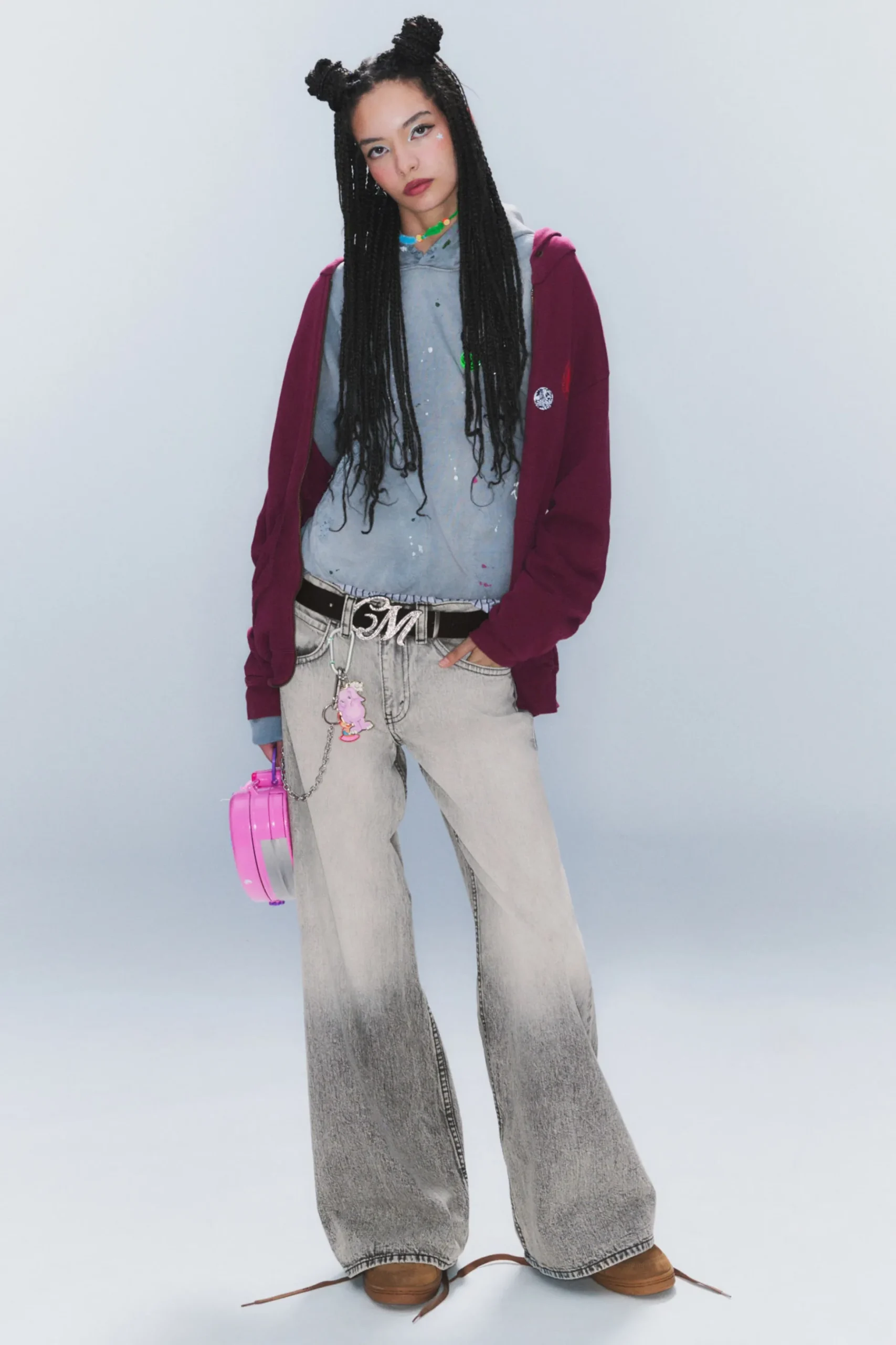Weekday POSER REGULAR WAIST LOOSE WIDE JEANS post grey Cheap