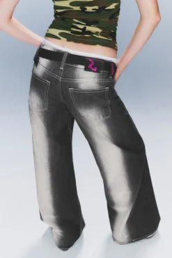 Weekday POSER REGULAR WAIST LOOSE WIDE JEANS dark grey Outlet
