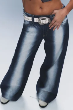 Weekday POSER REGULAR WAIST LOOSE WIDE JEANS blue spray Flash Sale