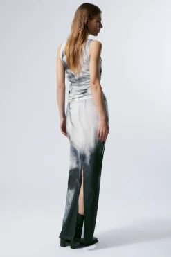 Weekday PRINTED MAXI SKIRT black & white face print Cheap