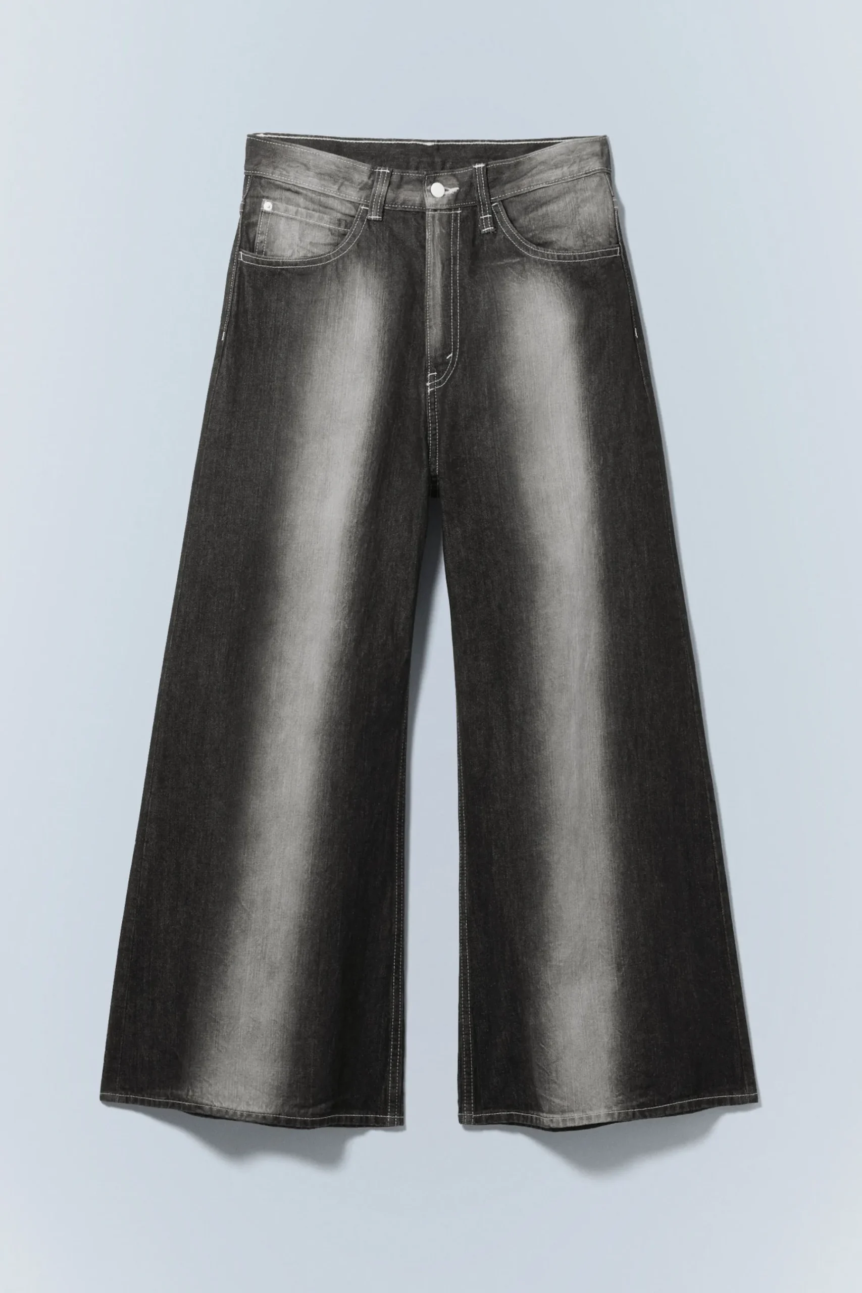 Weekday RAD SUPER REGULAR WAIST LOOSE WIDE JEANS black spray Discount