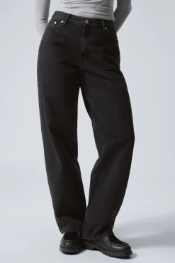 Weekday RAIL MID RISE LOOSE WIDE LEG JEANS ink black black Fashion