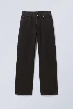 Weekday RAIL MID RISE LOOSE WIDE LEG JEANS ink black black Fashion