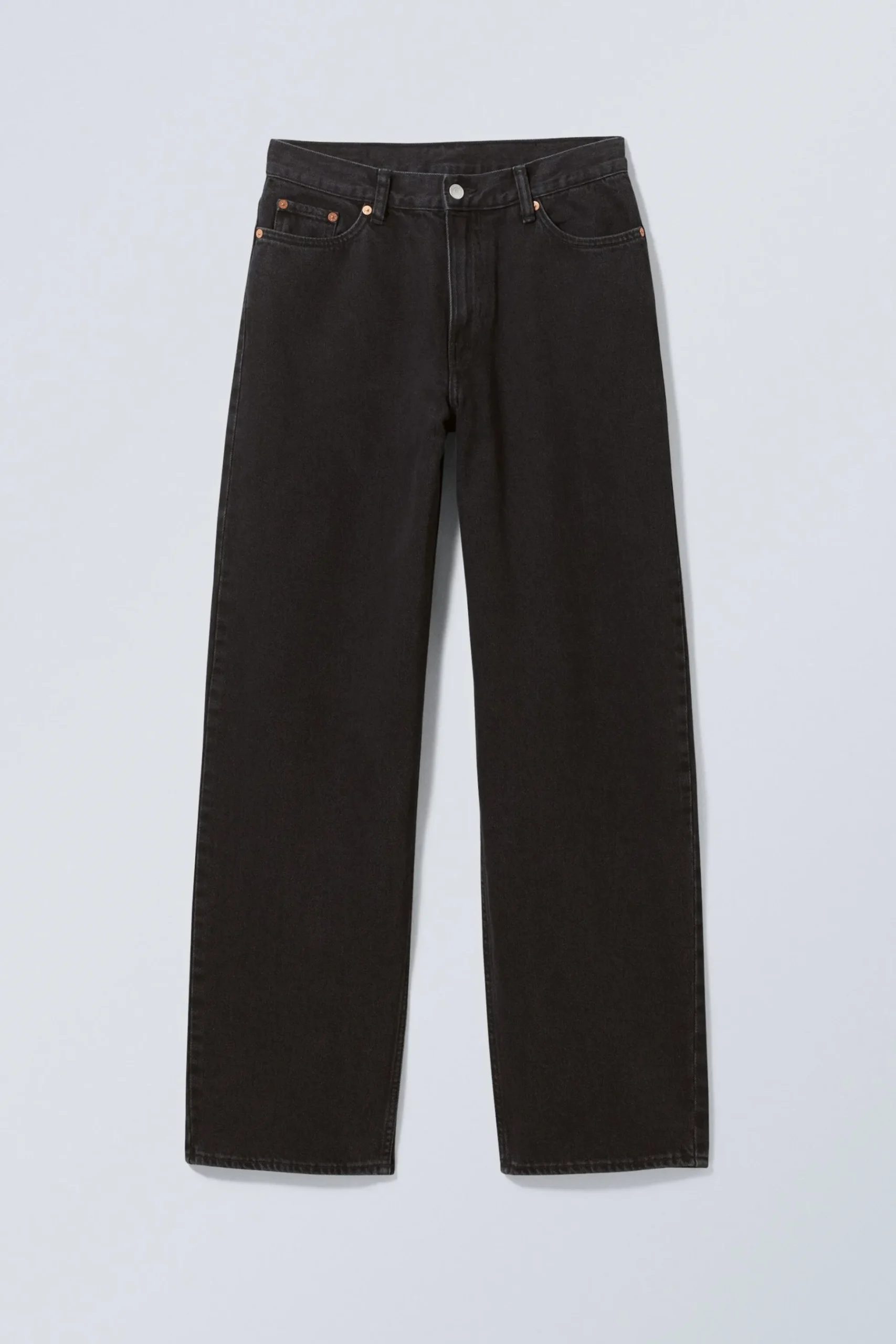Weekday RAIL MID RISE LOOSE WIDE LEG JEANS ink black black Fashion