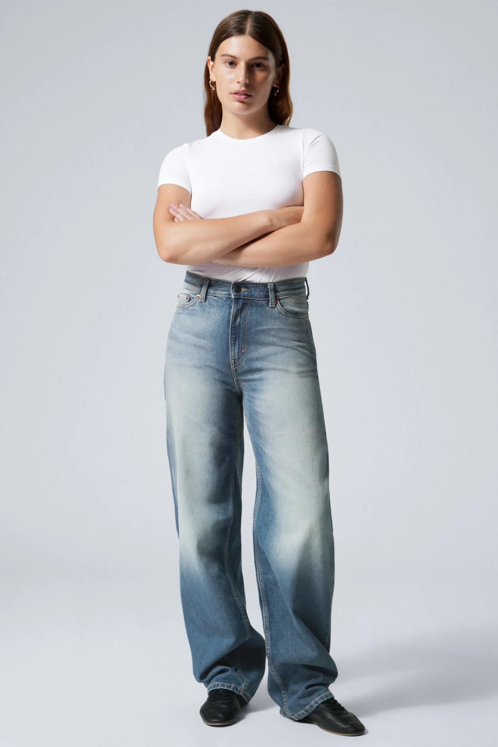 Weekday RAIL MID RISE LOOSE WIDE LEG JEANS jackpot blue medium blue Fashion