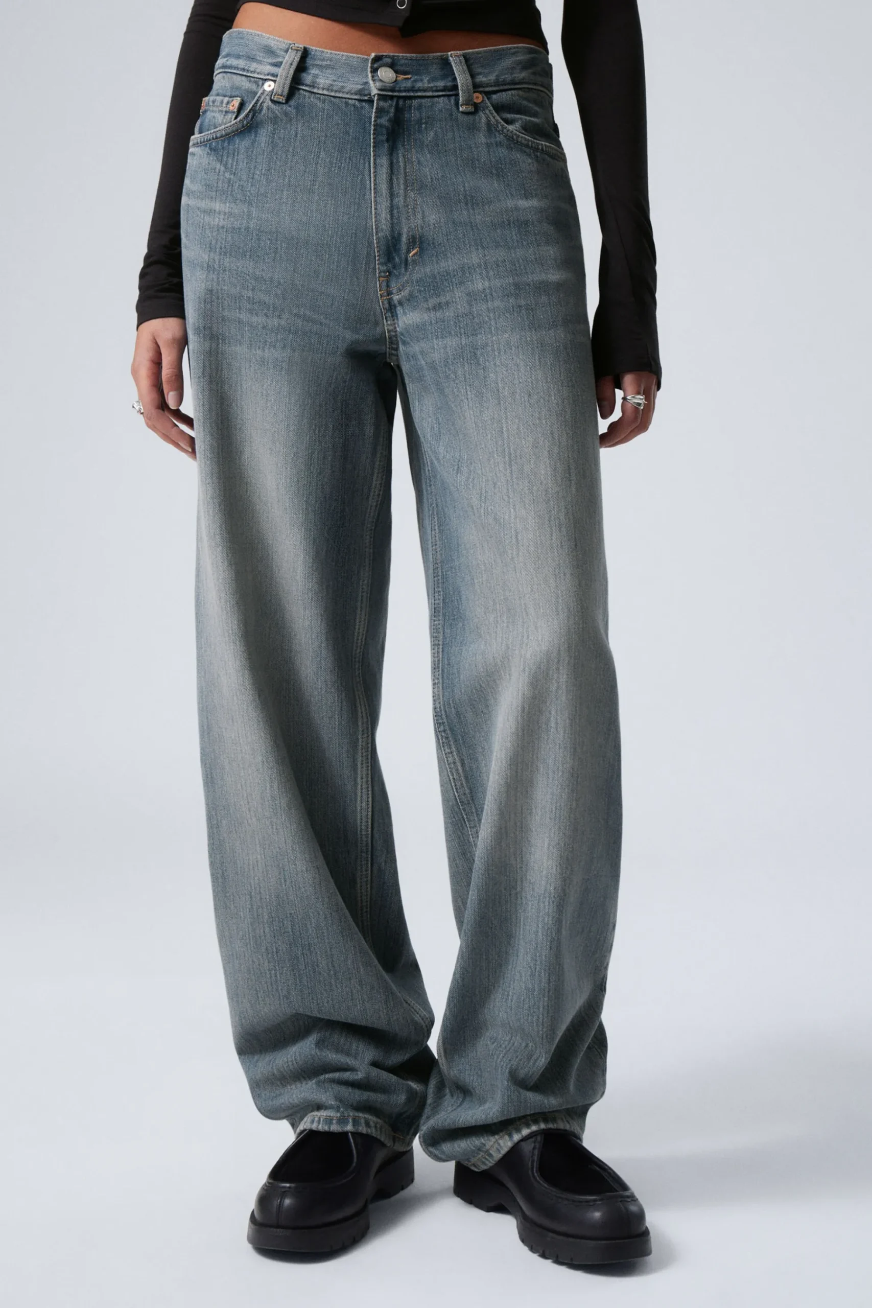 Weekday RAIL MID RISE LOOSE WIDE LEG JEANS trove blue medium blue Online
