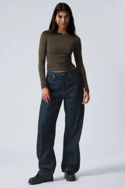 Weekday RAIL MID RISE LOOSE WIDE LEG JEANS blue rinse dark blue Outlet