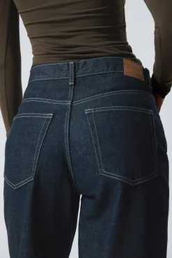 Weekday RAIL MID RISE LOOSE WIDE LEG JEANS blue rinse dark blue Outlet