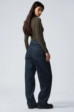 Weekday RAIL MID RISE LOOSE WIDE LEG JEANS blue rinse dark blue Outlet