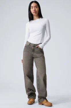 Weekday RAIL MID RISE LOOSE WIDE LEG JEANS clay grey grey Clearance