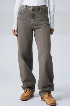 Weekday RAIL MID RISE LOOSE WIDE LEG JEANS clay grey grey Clearance
