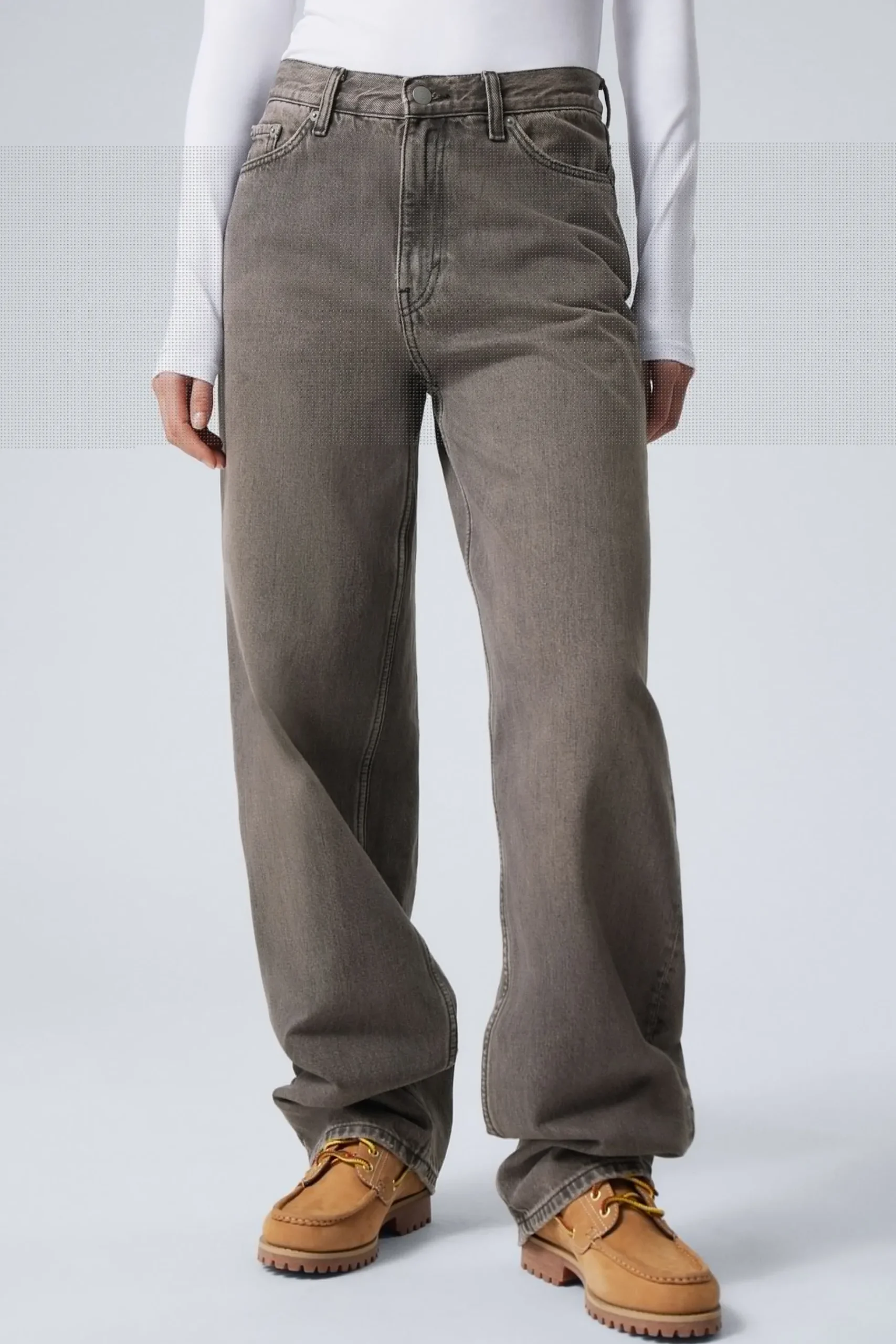 Weekday RAIL MID RISE LOOSE WIDE LEG JEANS clay grey grey Clearance