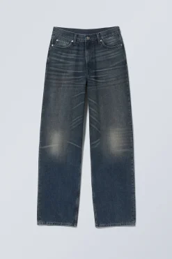 Weekday RAIL MID RISE LOOSE WIDE LEG JEANS deep ocean blue dark blue Clearance