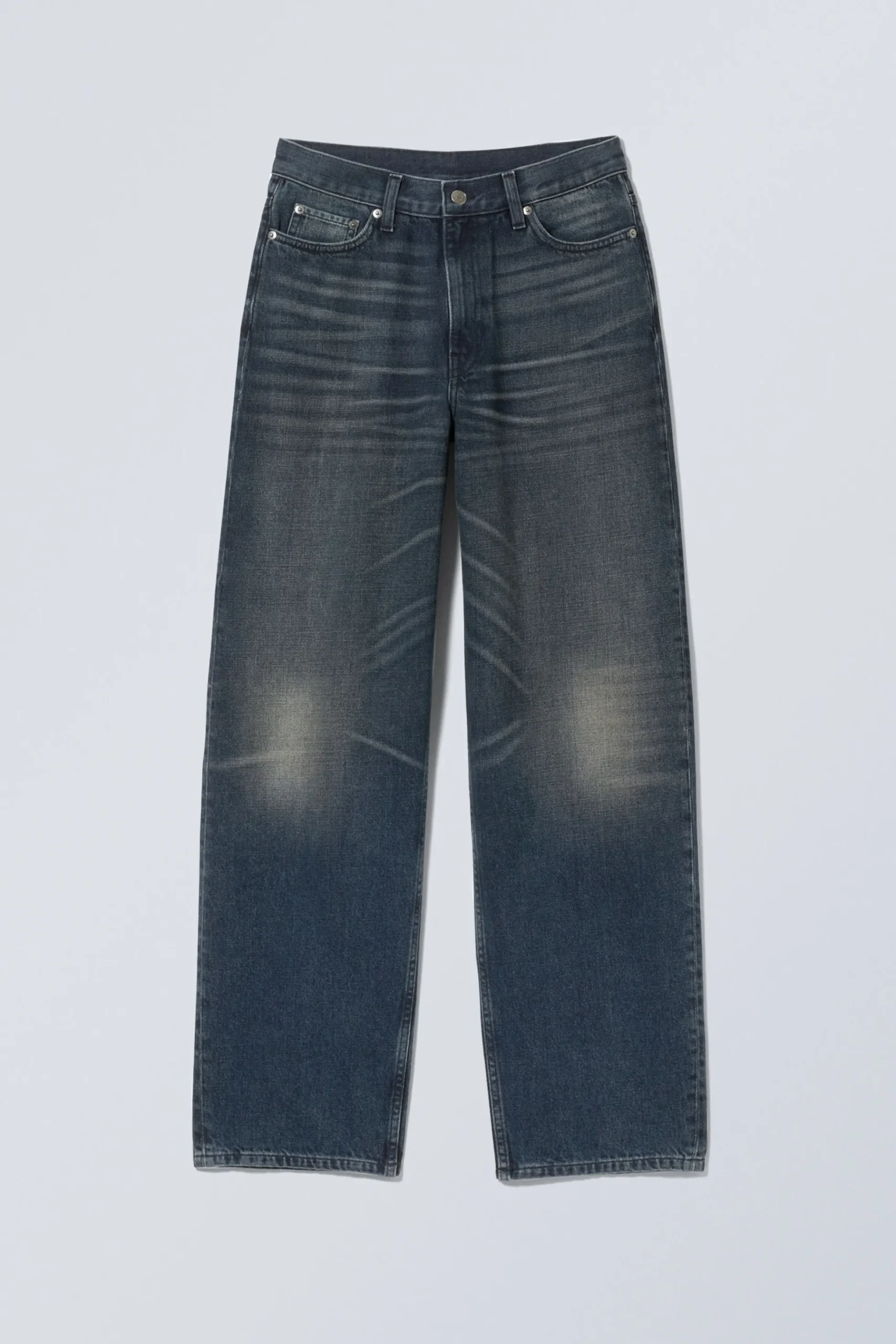 Weekday RAIL MID RISE LOOSE WIDE LEG JEANS deep ocean blue dark blue Clearance