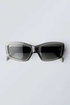 Weekday RECTANGULAR SEMI-WIDE SUNGLASSES transparent dark khaki Online