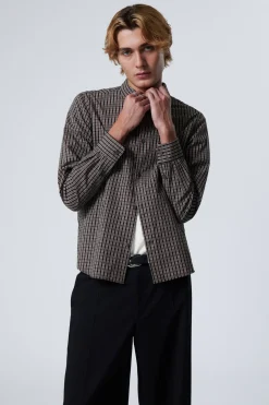 Weekday REGULAR FIT CHECKED COTTON SHIRT checked black Discount