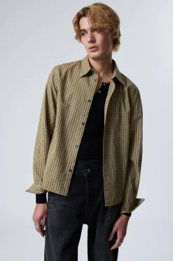 Weekday REGULAR FIT CHECKED COTTON SHIRT checked beige Online