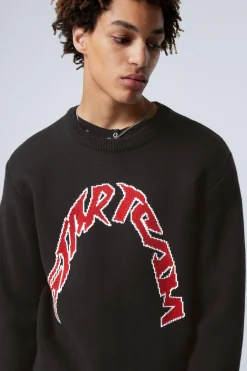 Weekday REGULAR JACQUARD KNITTED GRAPHIC SWEATER black star team Hot