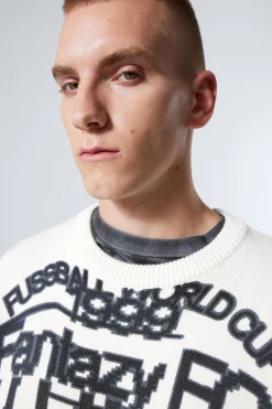 Weekday REGULAR JACQUARD KNITTED GRAPHIC SWEATER white fantazy fussball club Shop