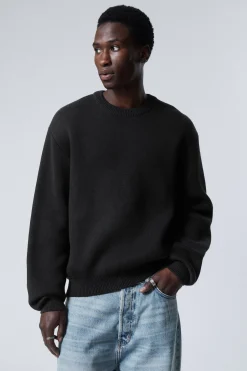 Weekday REGULAR KNITTED COTTON SWEATER black Discount