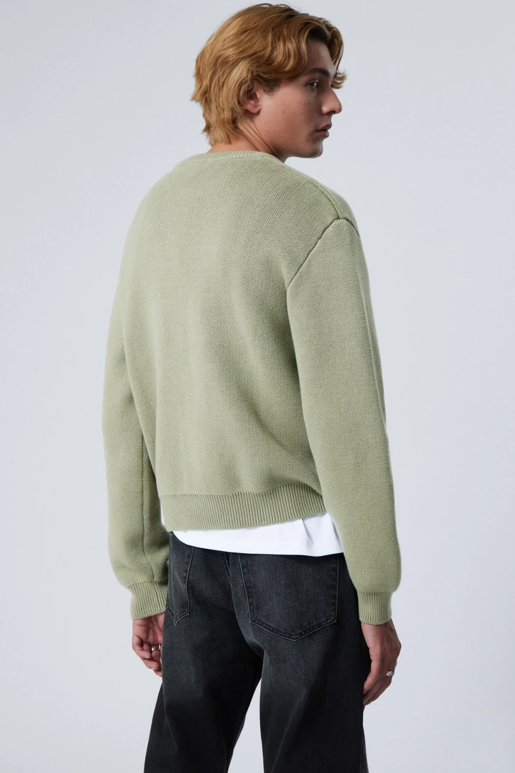 Weekday REGULAR KNITTED COTTON SWEATER light khaki green Store