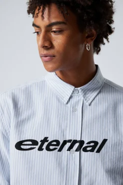 Weekday RELAXED BUTTON DOWN SHIRT striped light lilac eternal Clearance
