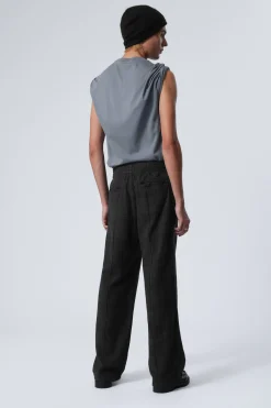 Weekday RELAXED DRAWSTRING SUIT TROUSERS checked black New