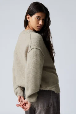 Weekday RELAXED HAIRY KNITTED SWEATER dusty beige Outlet
