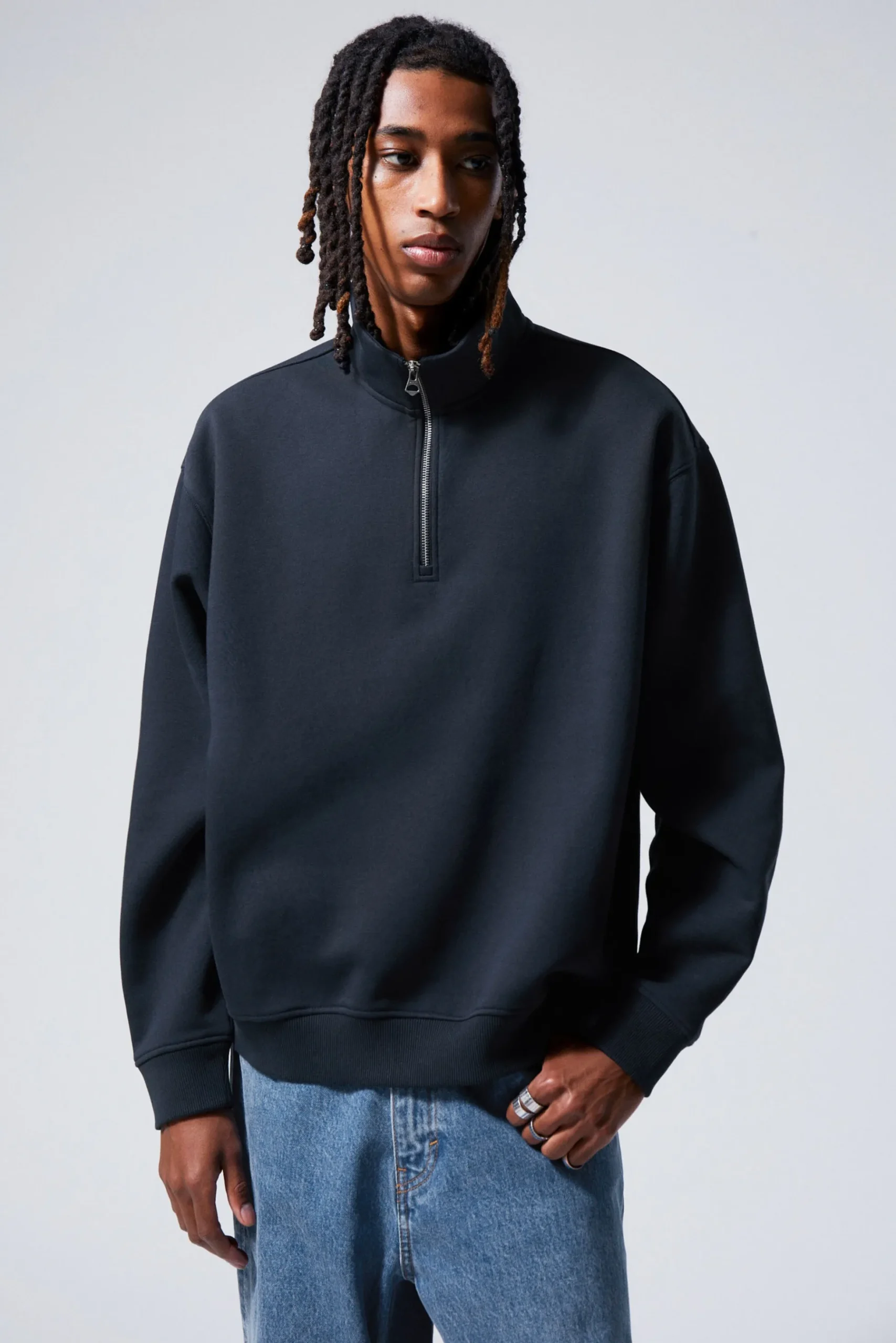Weekday RELAXED HEAVY HALF ZIP SWEATER dark blue Fashion