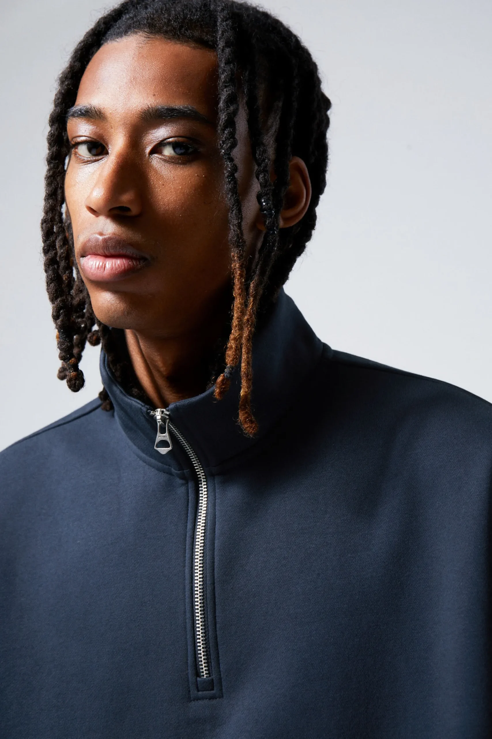 Weekday RELAXED HEAVY HALF ZIP SWEATER dark blue Fashion