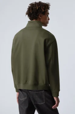 Weekday RELAXED HEAVY HALF ZIP SWEATER dark khaki green Cheap