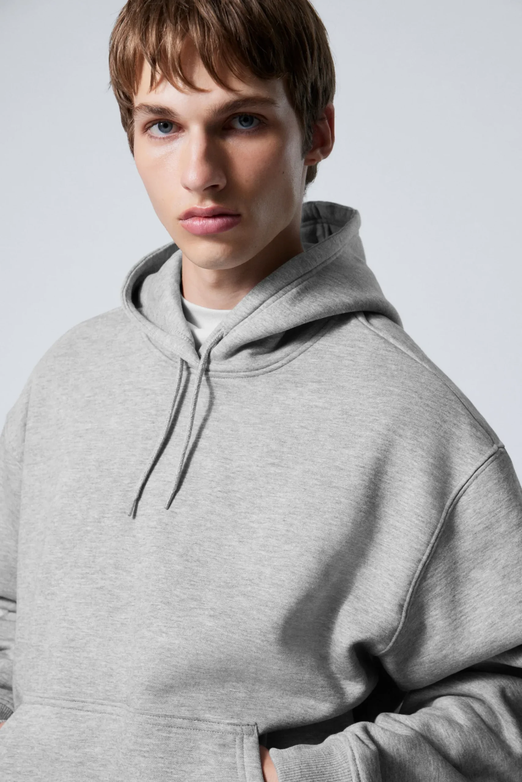 Weekday RELAXED HEAVY HOODIE light grey melange Clearance