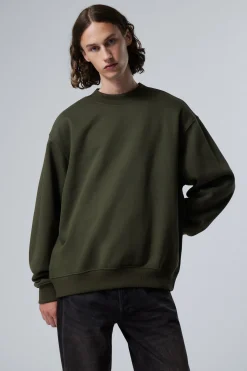 Weekday RELAXED HEAVYWEIGHT SWEATSHIRT dark khaki green Cheap