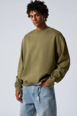 Weekday RELAXED HEAVYWEIGHT SWEATSHIRT dusty khaki green Sale